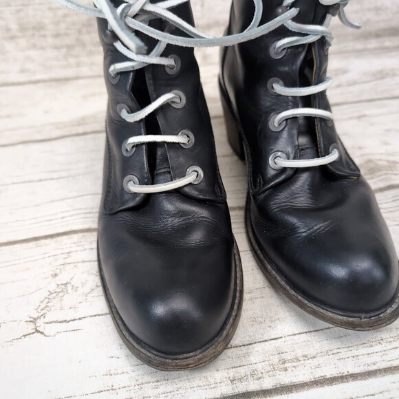 John Fluevog Adriana Nuni Black Leather Lace Up Boots Women Size 8 - Picture 4 of 9